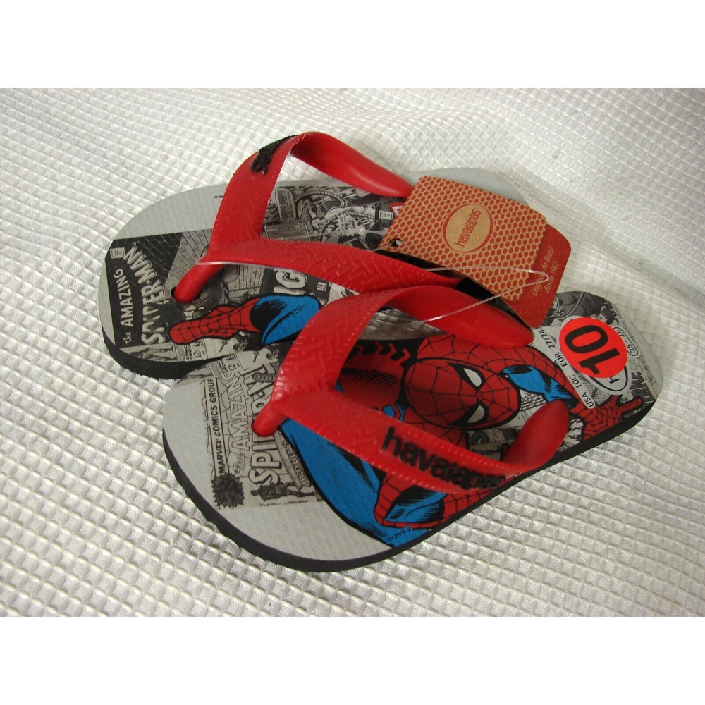 New Havaianas Flip Flops Marvel Amazing Spider-Man Thong Sandals Boys Size 10 - Picture 2 of 7